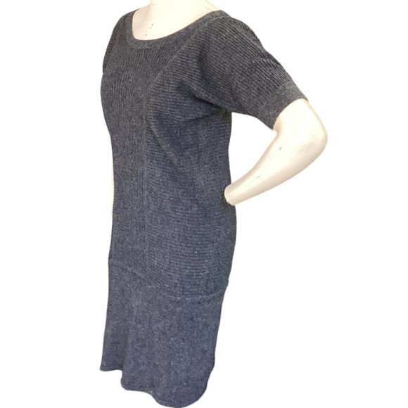 Banana Republic Wool Cashmere Rib Knit Sweater Dress S Charcoal Gray #128K - Picture 3 of 8